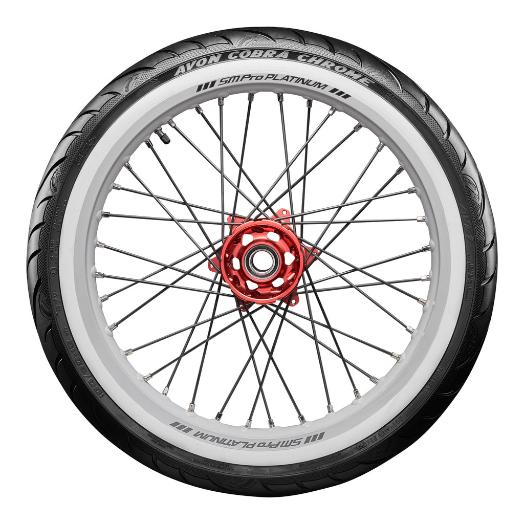 Avon Cobra Chrome 120/70-21 White Wall Front Tyre (68V Rating) AV91