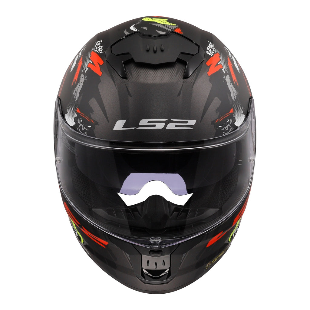 LS2 FF808 Stream II Angry Monkey Helmet - Matte Black / Red 06