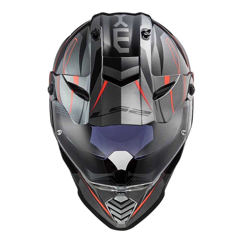 LS2 MX436 Pioneer Evo Knight Helmet - Titanium / Fluro Orange
